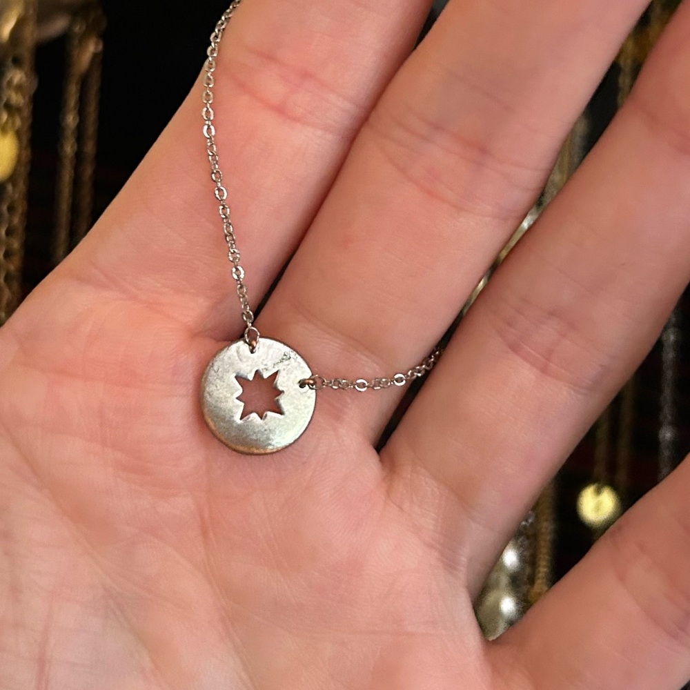 Silver Compass Pendant Necklace - Picture 9 of 11